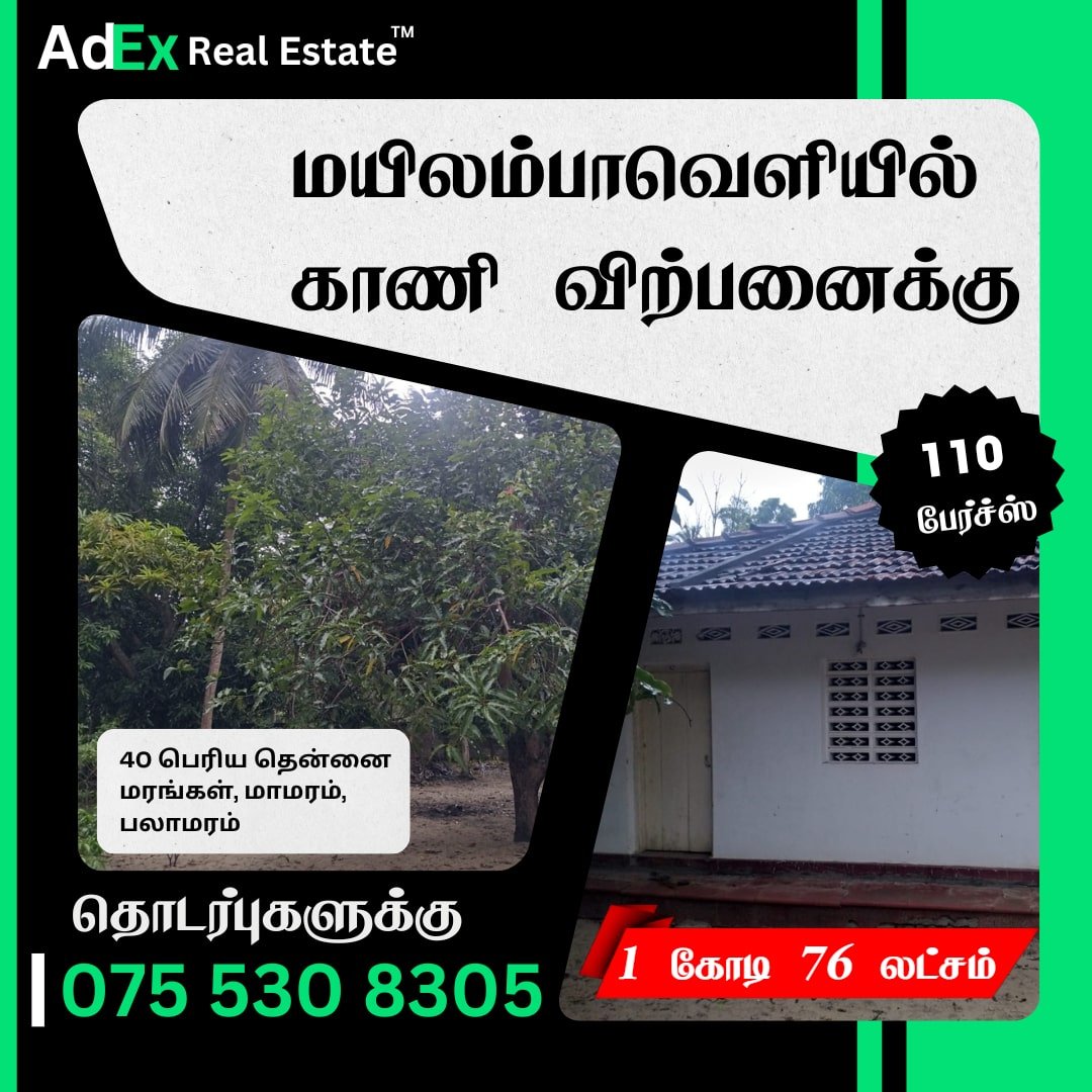 Land for Sale in Mylambaveli Batticaloa (110 Perches)